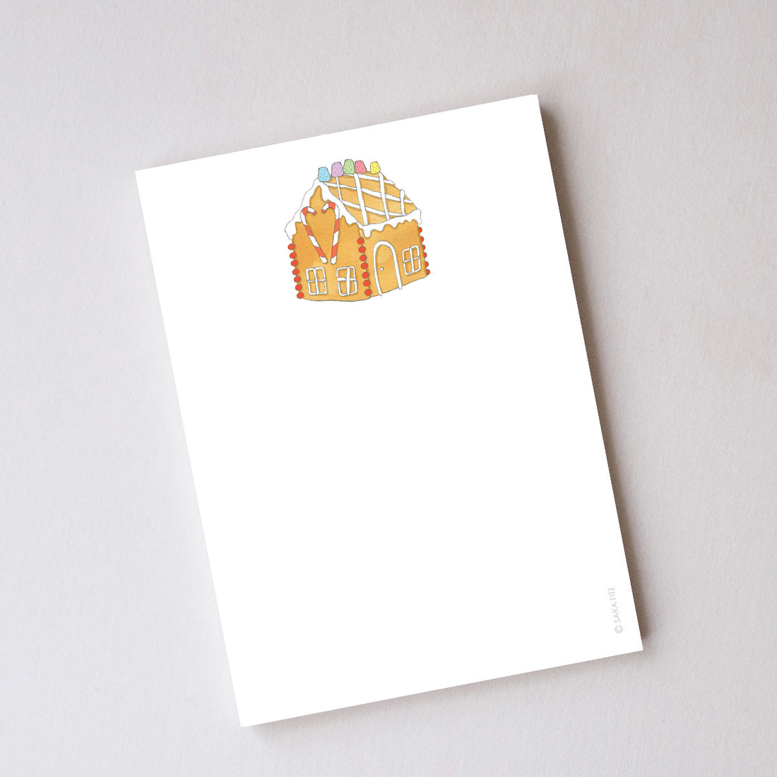 Gingerbread Cottage Notepad by Sara Fitz