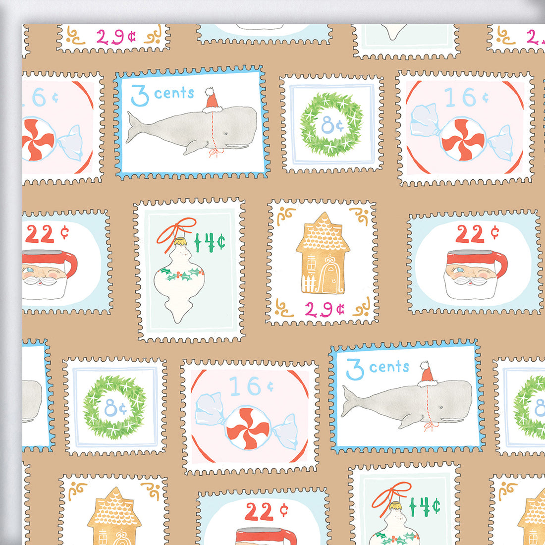 Holiday Stamps Gift Wrap by Sara Fitz