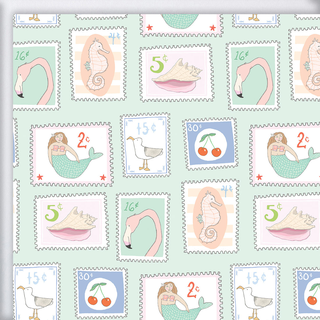 Coastal Stamps Gift Wrap by Sara Fitz