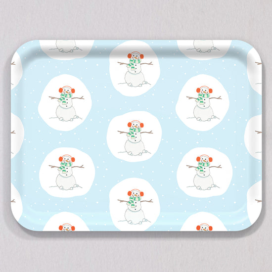 Large Happy Snowman Tray by Sara Fitz