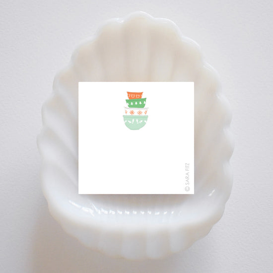 Vintage Mixing Bowls Notelet by Sara Fitz