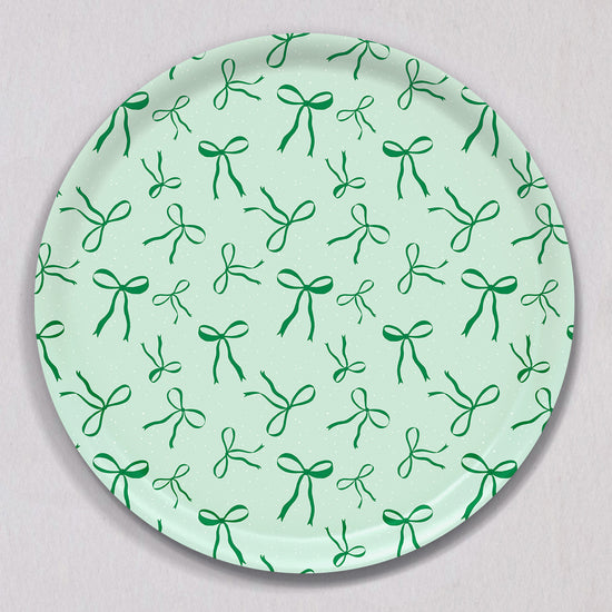 Large Green Bows Tray, Round