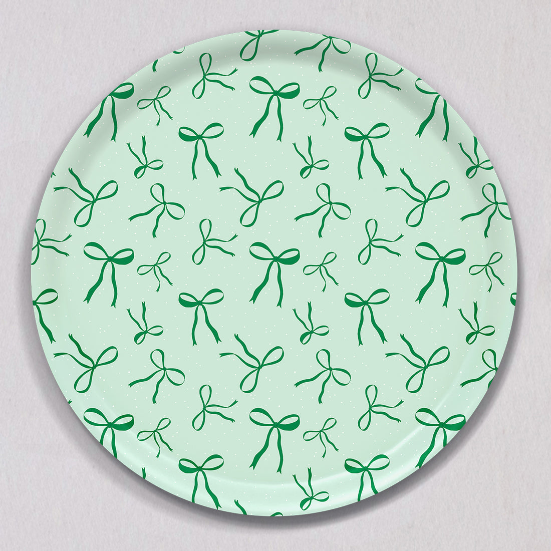 Large Green Bows Tray, Round