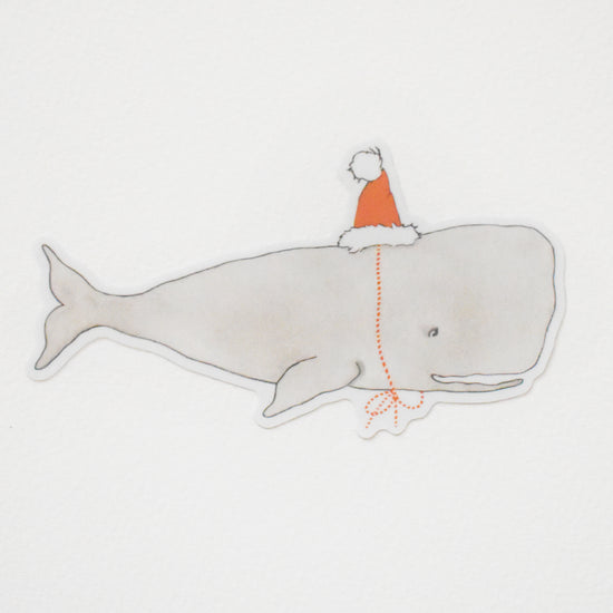 Santa Whale Sticker by Sara Fitz