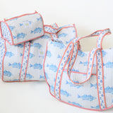 Weekender Tote, Blue Fish by Sara Fitz