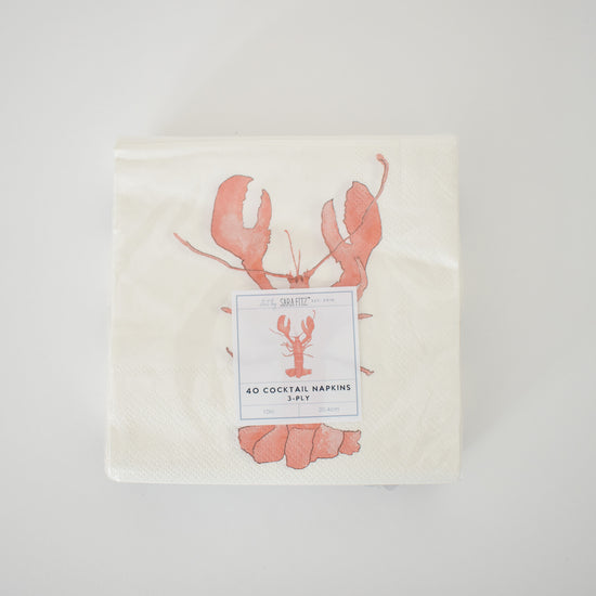 Lobster Paper Cocktail Napkins by Sara Fitz