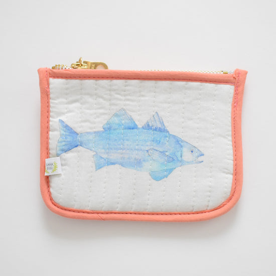 Coin Pouch, Blue Fish by Sara Fitz