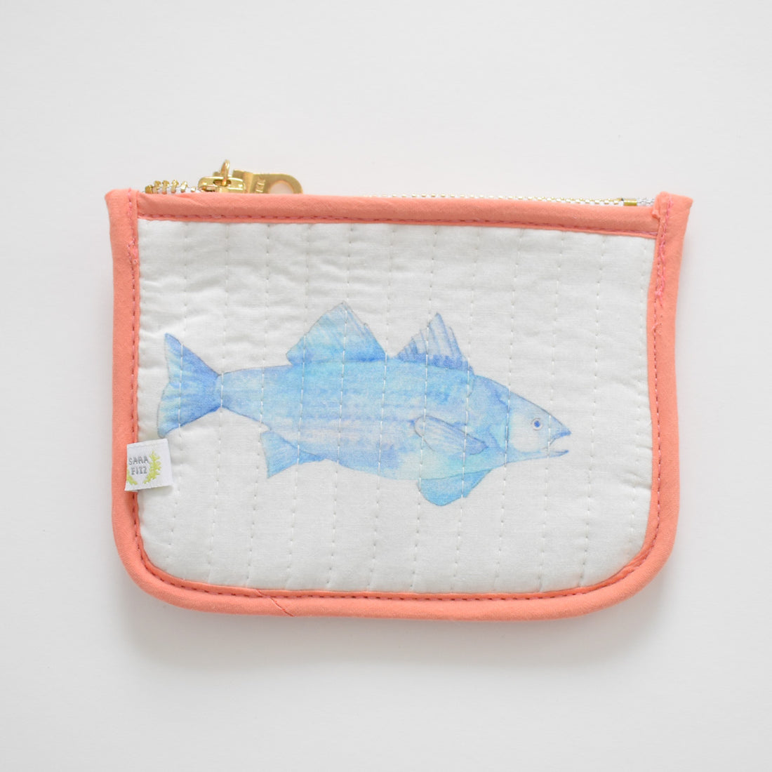 Coin Pouch, Blue Fish by Sara Fitz