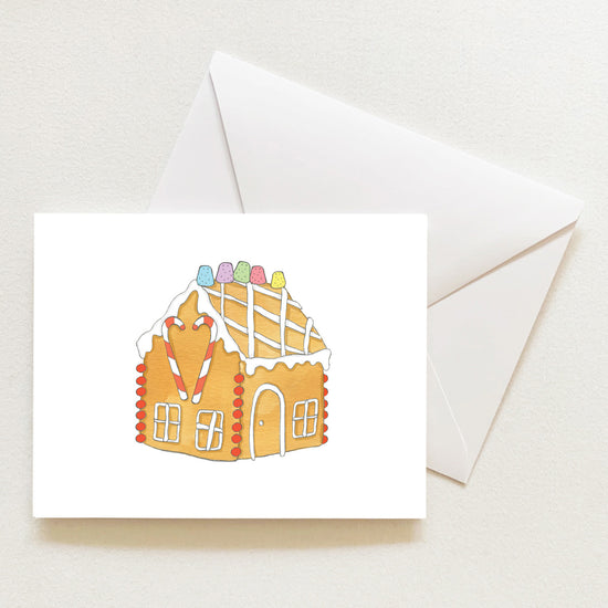 Gingerbread Cottage Note Card by Sara Fitz