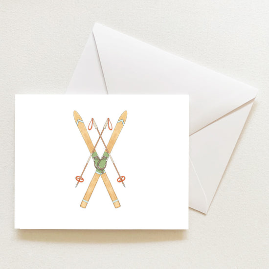 Vintage Skis Note Card by Sara Fitz