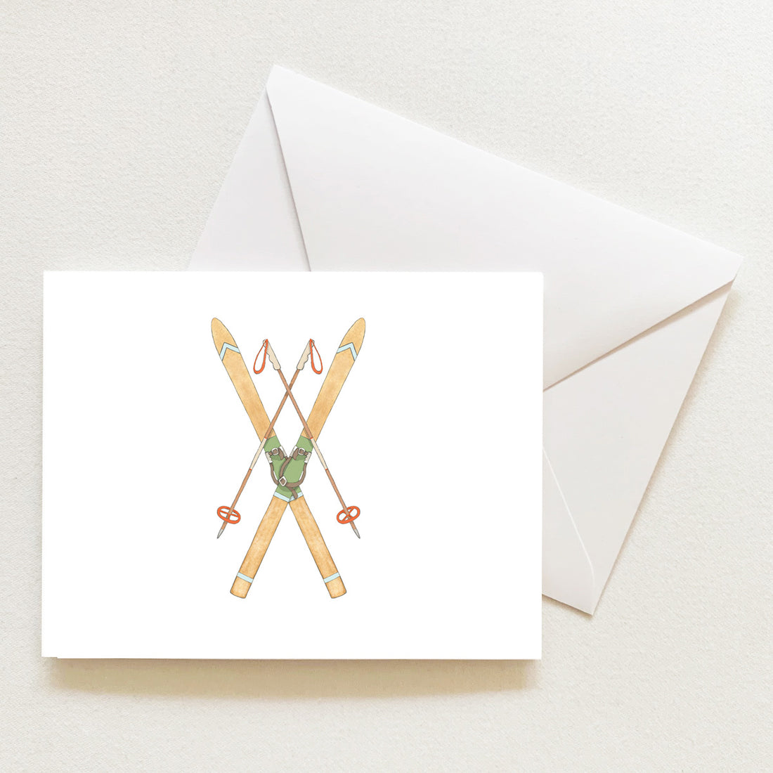 Vintage Skis Note Card by Sara Fitz