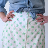 Button-Down Skirt, Green Star
