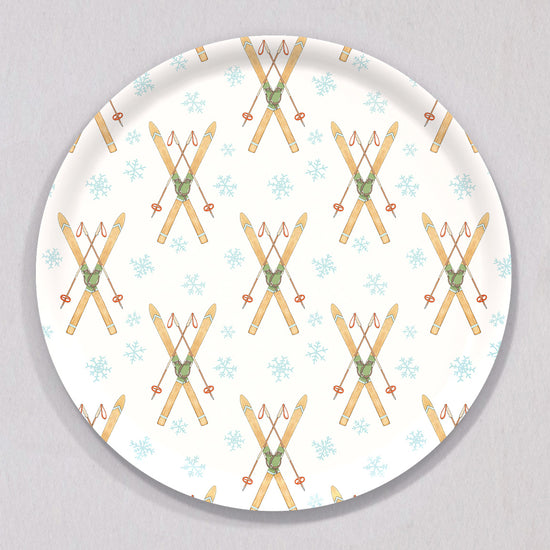 Large Vintage Skis Tray, Round by Sara Fitz