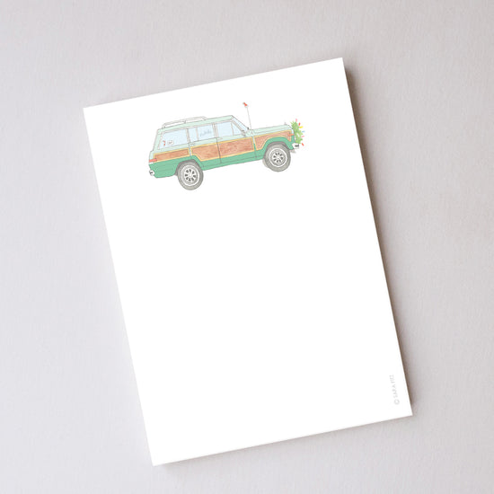 Holiday Wagon Notepad by Sara Fitz