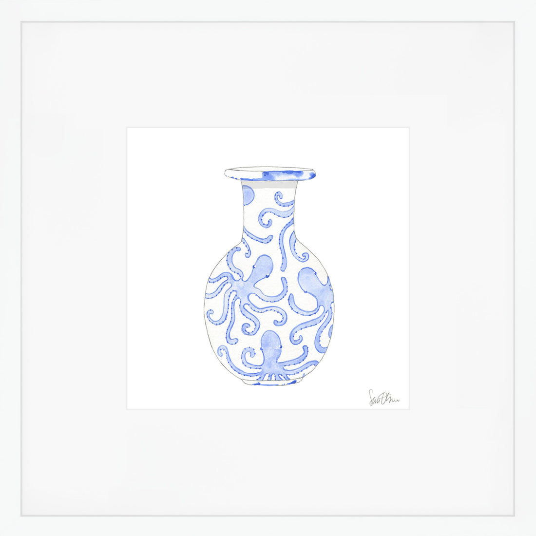 Nautical Ginger Jar, Octopus Art Print by Sara Fitz