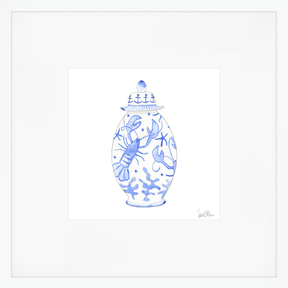 Nautical Ginger Jar, Lobster Art Print