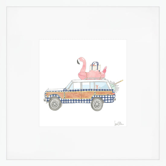 Checked Wagon Art Print by Sara Fitz
