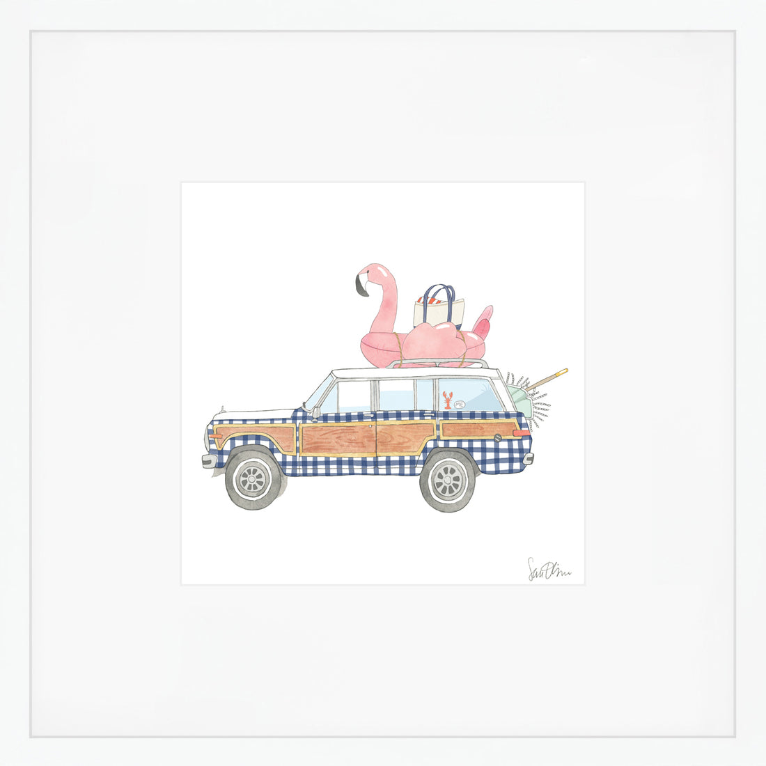 Checked Wagon Art Print by Sara Fitz