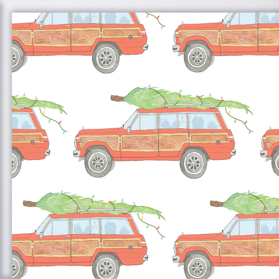 Tree Topped Wagon Gift Wrap by Sara Fitz