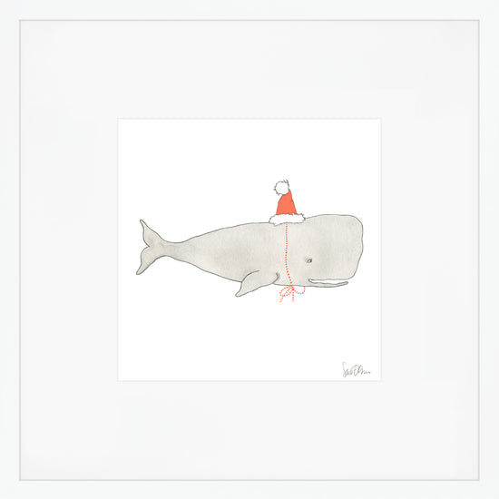 Santa Whale Art Print by Sara Fitz