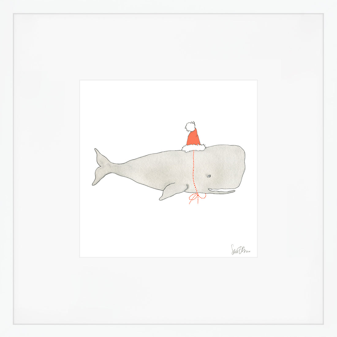 Santa Whale Art Print by Sara Fitz