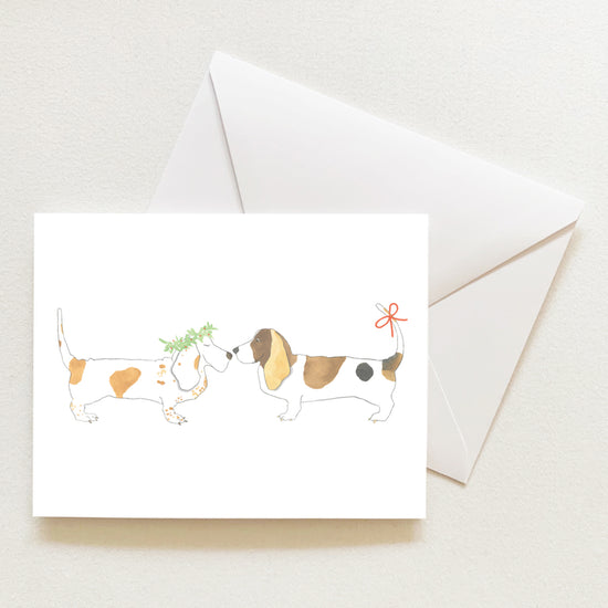 Festive Hound Note Card by Sara Fitz