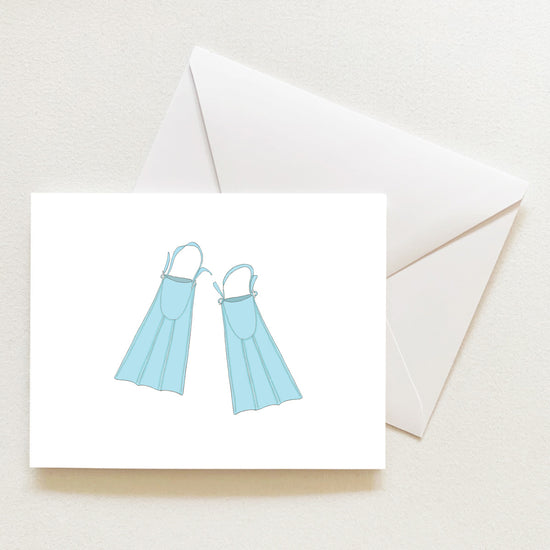 Swim Fins Note Card by Sara Fitz