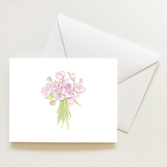 Peonies Note Card by Sara Fitz