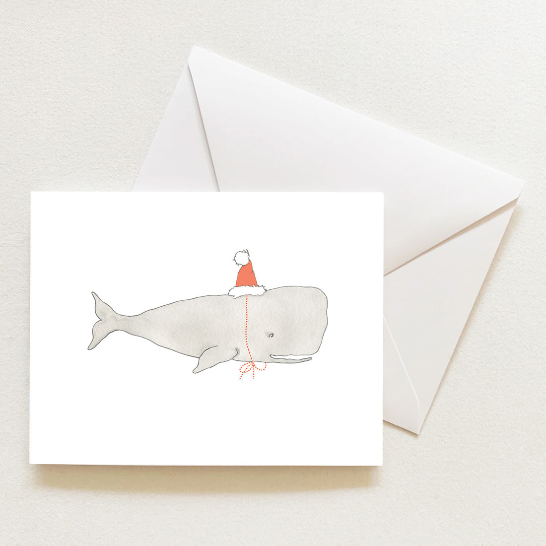 Santa Whale Note Card by Sara Fitz
