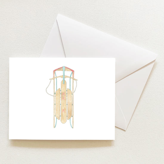 Sled Note Card by Sara Fitz