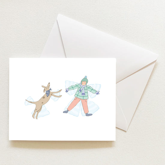 Snow Angel Note Card by Sara Fitz