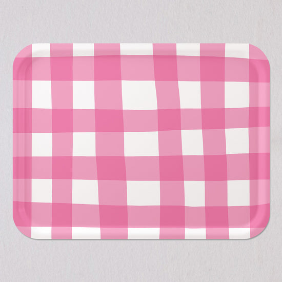 Large Pink Check Tray