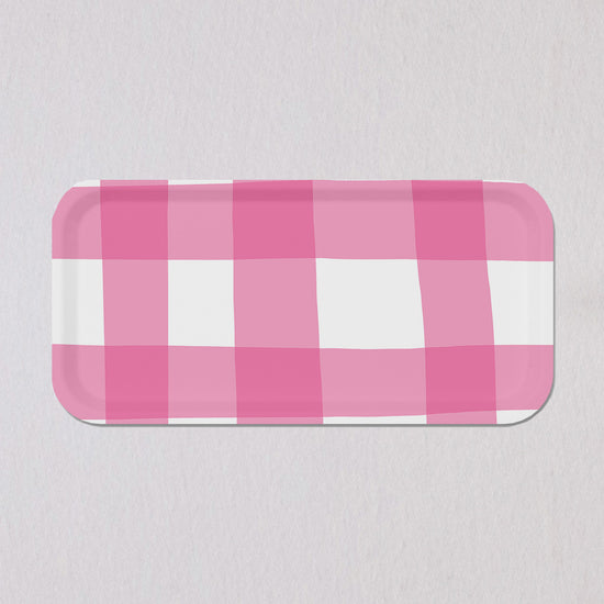 Small Pink Check Tray