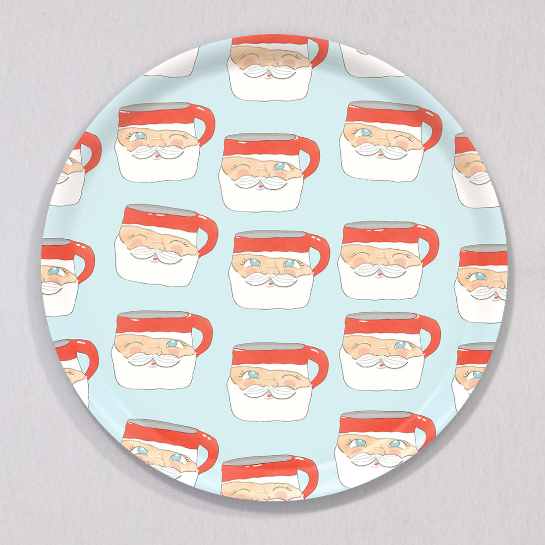 Large Santa Mug Tray, Round by Sara Fitz
