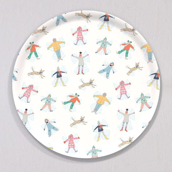 Large Snow Angel Tray, Round by Sara Fitz