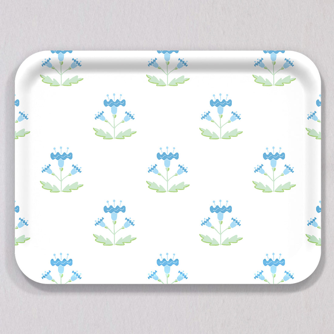 Large Block Print Blue Tray