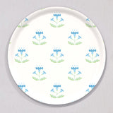 Large Block Print Blue Tray, Round by Sara Fitz