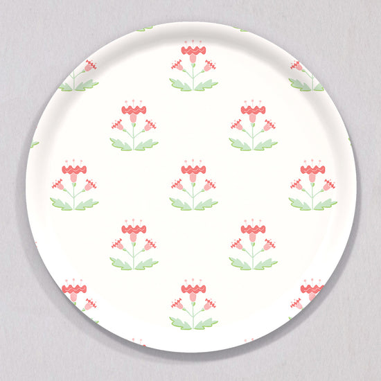 Large Block Print Pink Tray, Round by Sara Fitz