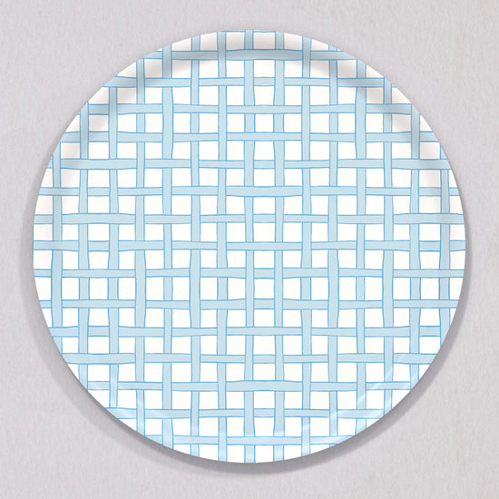 Large Woven Blue Tray, Round