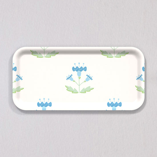 Small Block Print Blue Tray by Sara Fitz