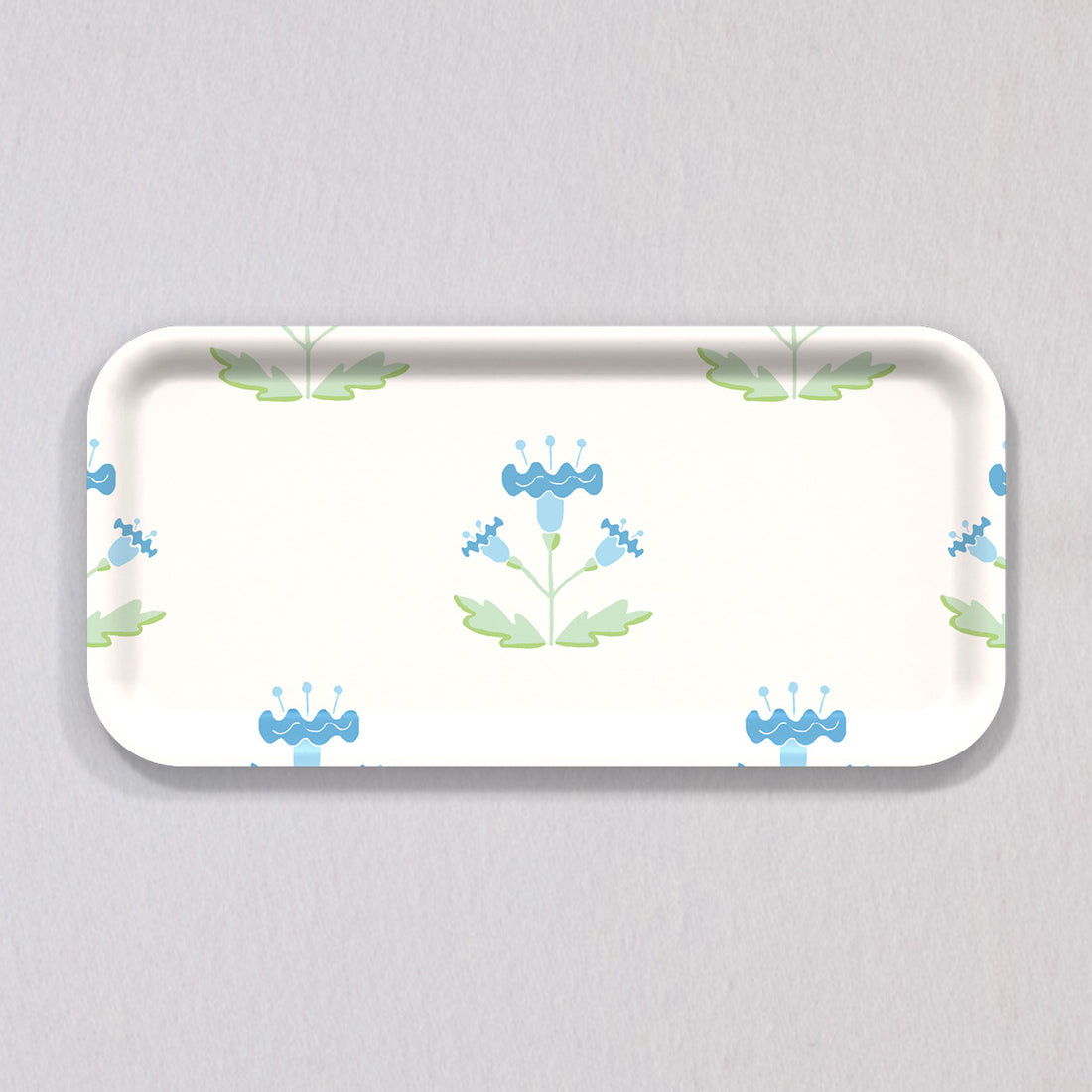 Small Block Print Blue Tray by Sara Fitz