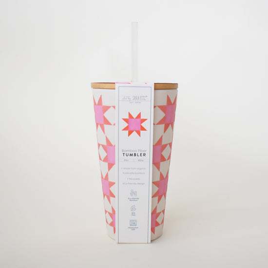 Red Pink Quilt Bamboo Tumbler