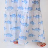 Maxi Dress, Blue Fish