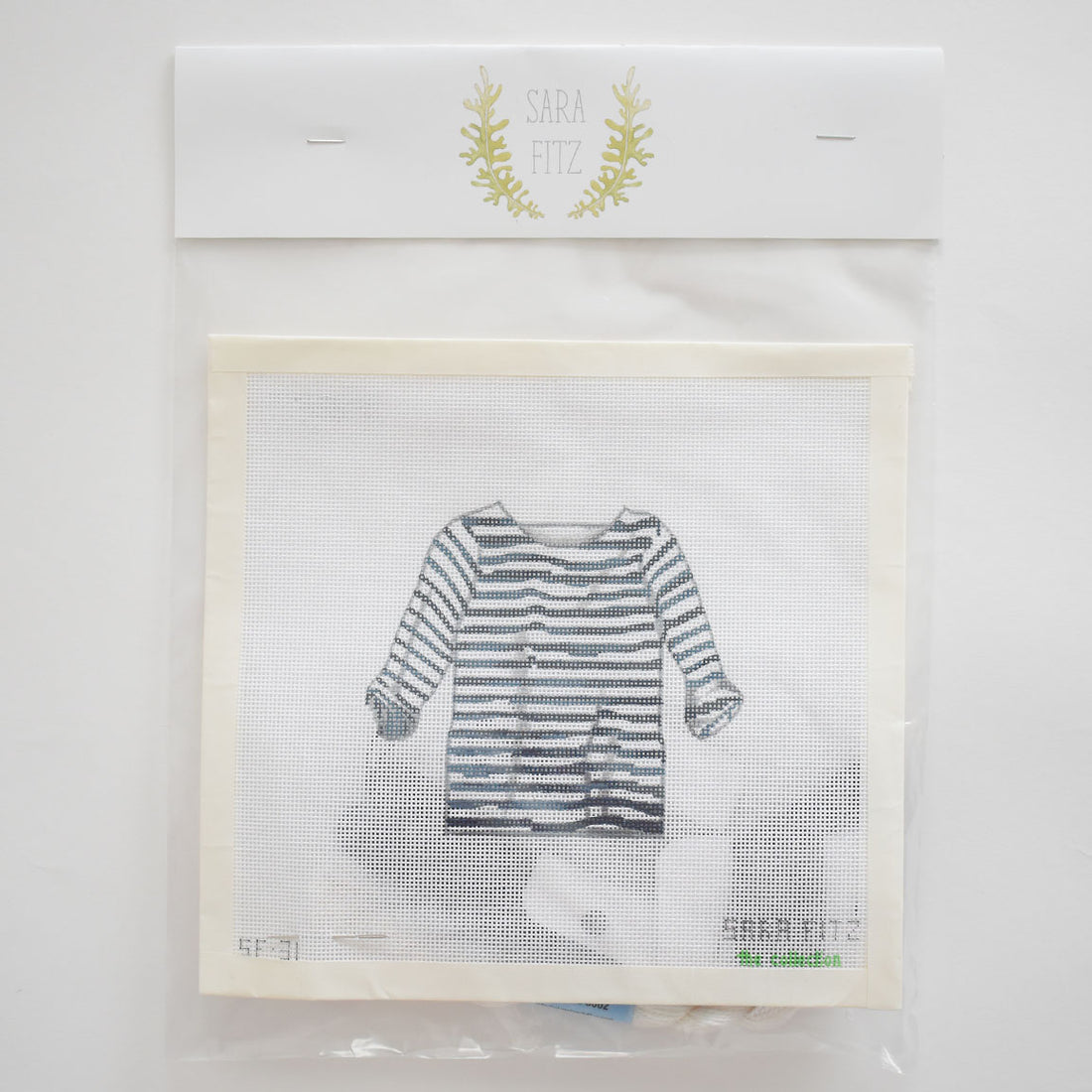 Navy + White Striped Shirt Needlepoint