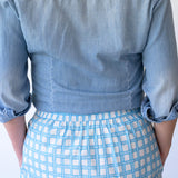 Button-Down Skirt, Blue Weave