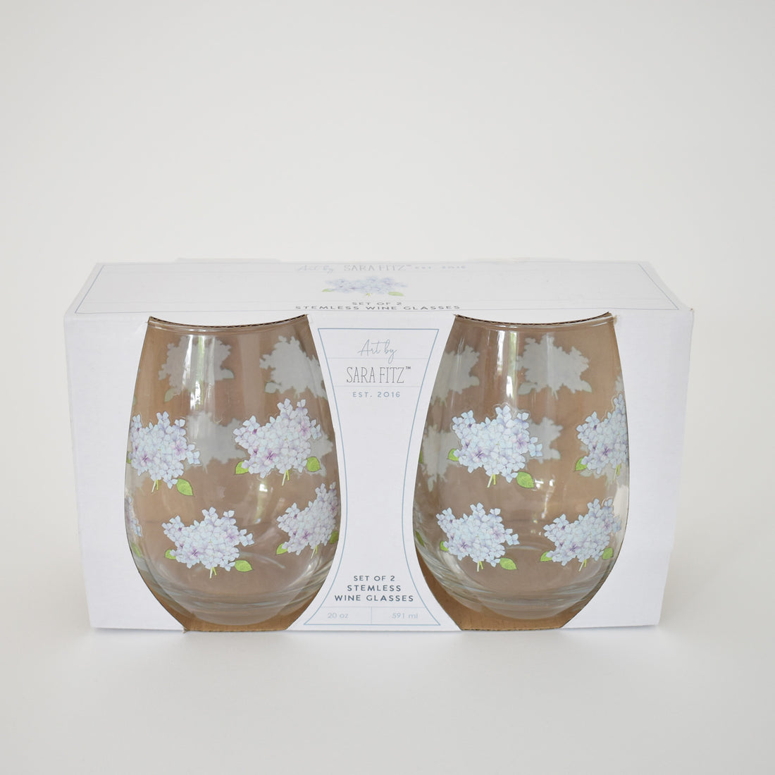 Hydrangea Stemless Wine Glasses