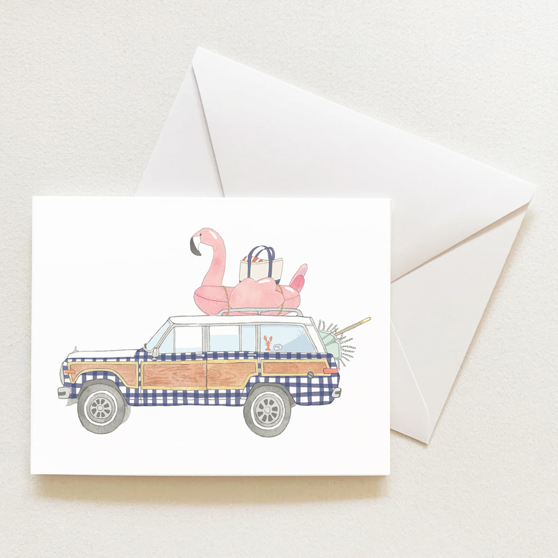 Checked Wagon Note Card