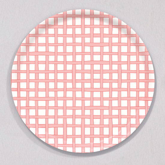 Large Woven Pink Tray, Round