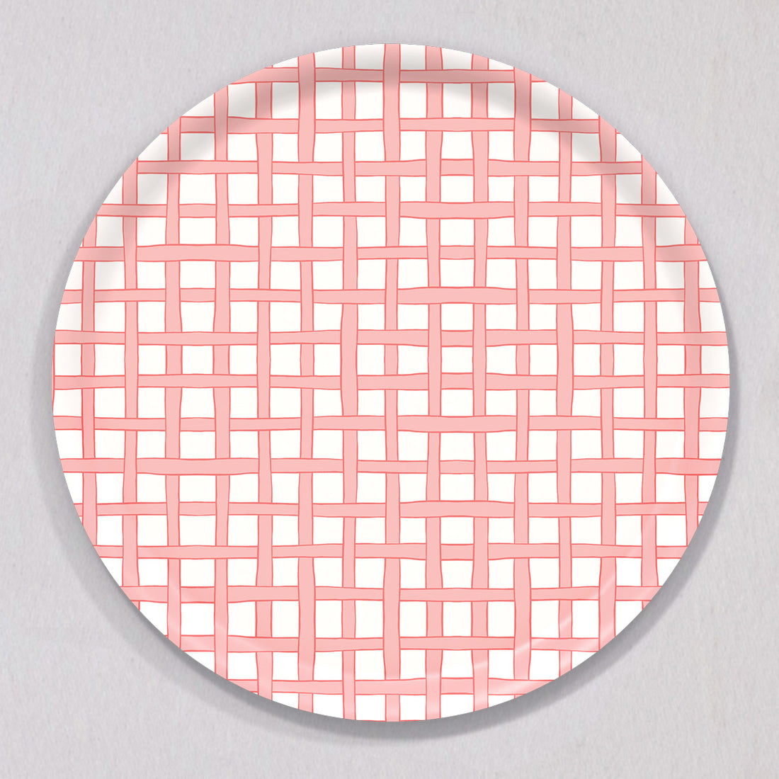 Large Woven Pink Tray, Round